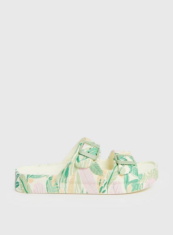 Tropical Print Double Strap Pool Sliders 5